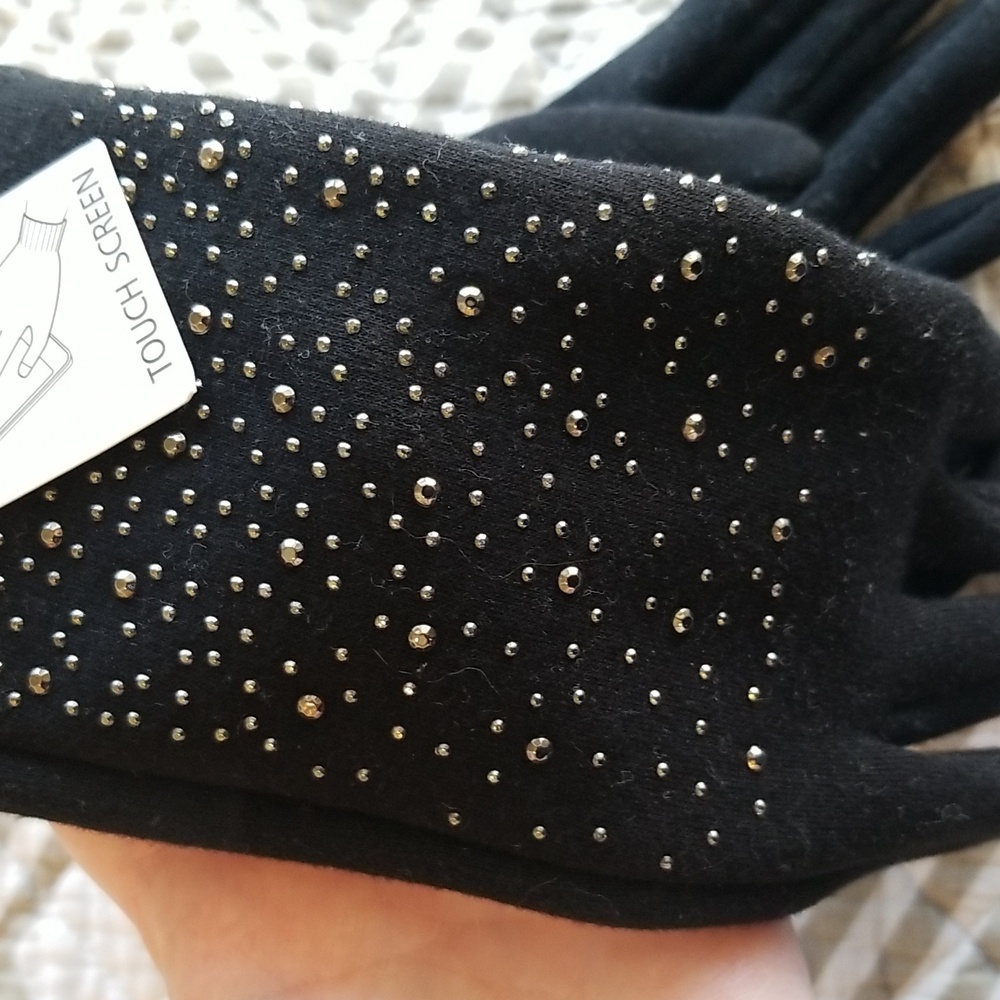 NWT Sparkling Rhinestone Black Fall Winter Gloves